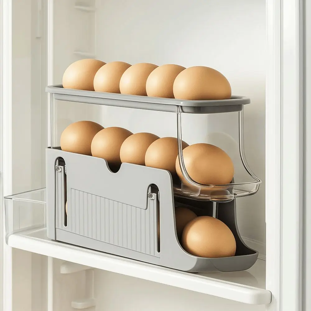 Organizer Removable Automatic Rolling Egg Tray Holds 17 Eggs Slide Rolling Eggs Storage Tray Stacking Egg Holder Dining Table