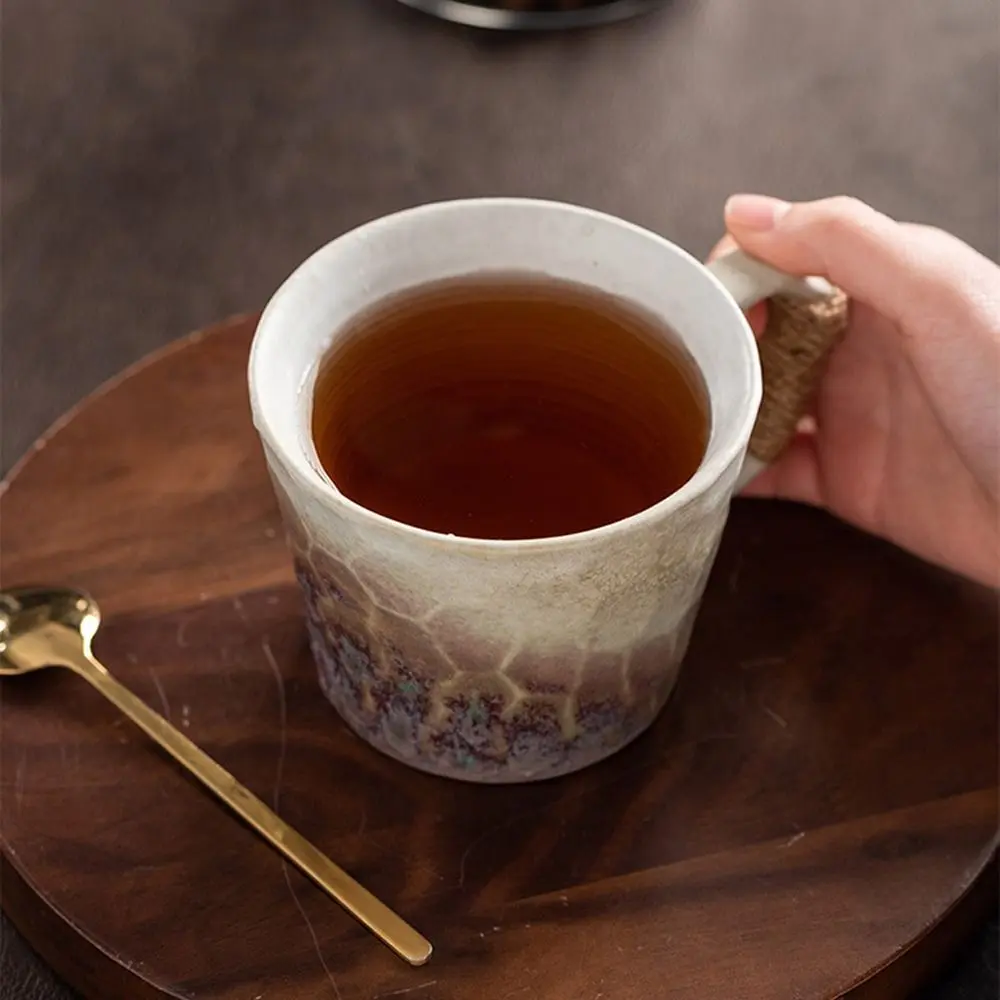 Tableware 380ML Retro Ceramic Cup Rustic Unique Coffee Mug Handcrafted Wide Mouth Cup Hotel