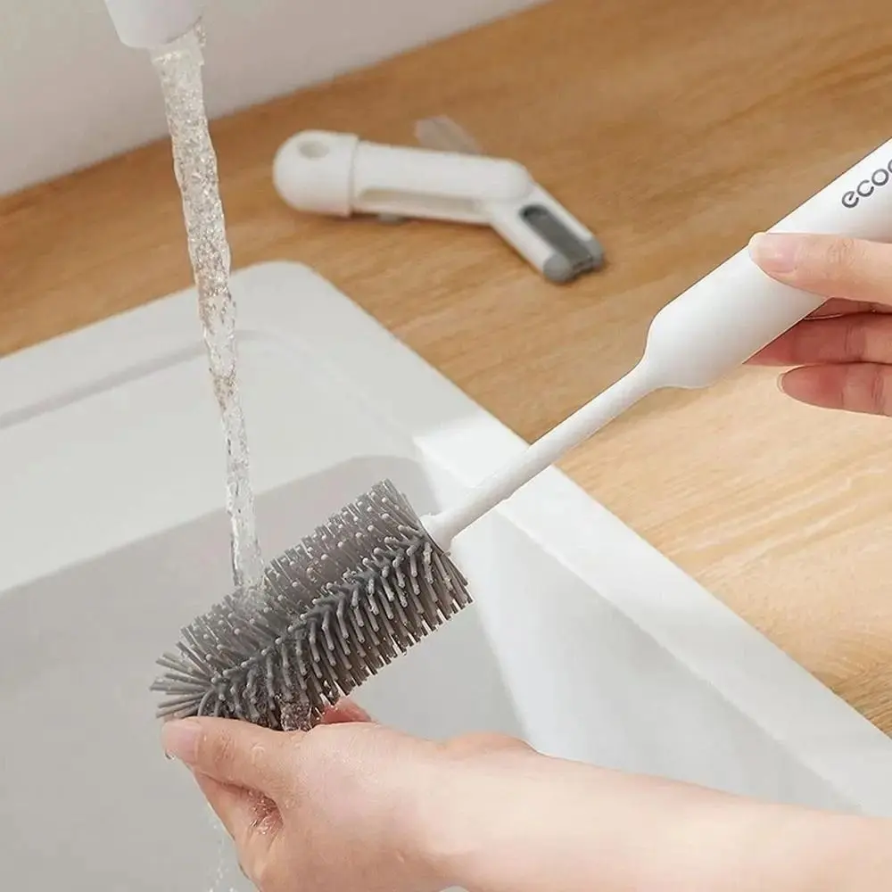 Reusable Long Handle Cup Cleaning Brush Silicone 3 in1 Baby Bottle Brush Detachable 360 Degree Cleaning Cup Brush Kitchen