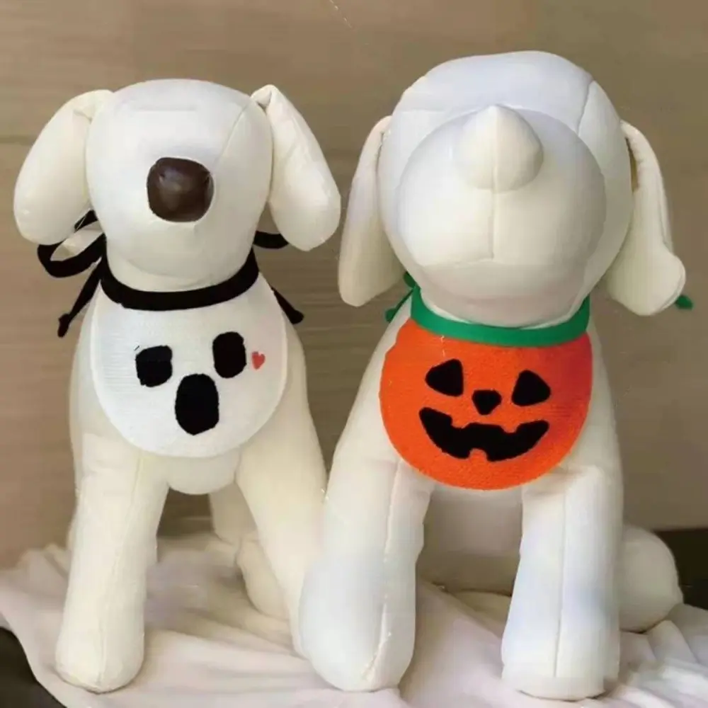 Cute Ghost Halloween Pet Bib Comfortable To Wear Adjustable Pumpkin Dog Scarf Soft Knitted Kitty Saliva Towel Puppy
