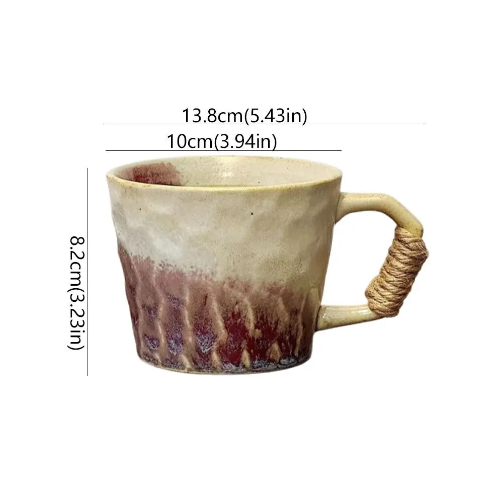 Tableware 380ML Retro Ceramic Cup Rustic Unique Coffee Mug Handcrafted Wide Mouth Cup Hotel