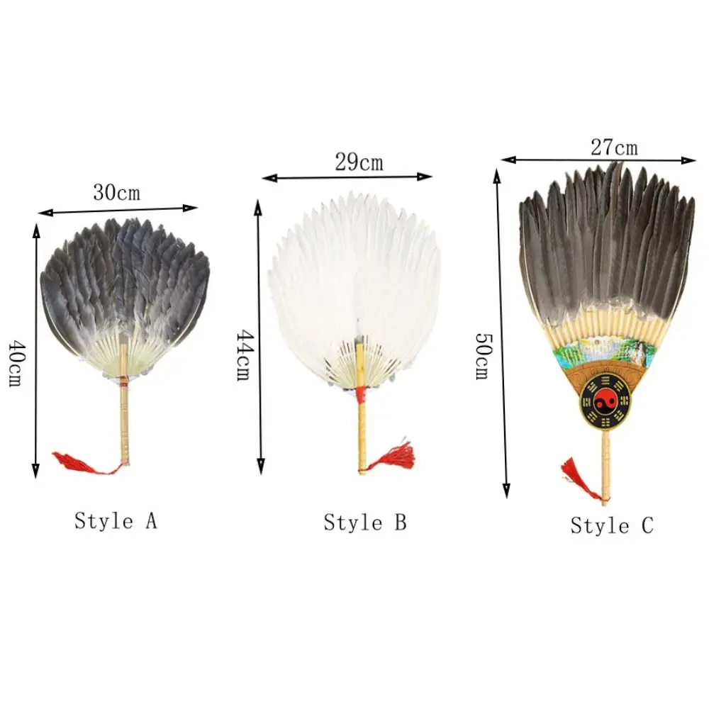 Zhuge Liang Fan Chinese Style Goose Feather Fan Vintage Lightweight Hand Fan Handhold Large Size Tea Fan Photography Props