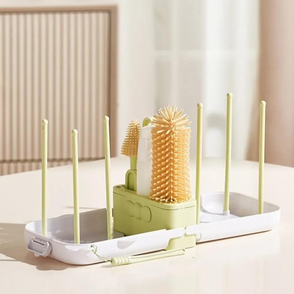 Silicone Baby Bottle Brush Set Soft Bristles with Storage Box Cup Cleaning Brushes Flexible Feeding Bottle Cleaners Newborn Care