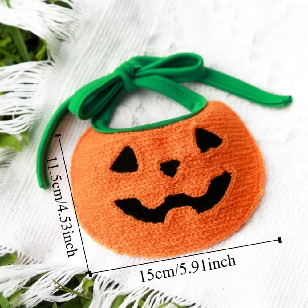 Cute Ghost Halloween Pet Bib Comfortable To Wear Adjustable Pumpkin Dog Scarf Soft Knitted Kitty Saliva Towel Puppy