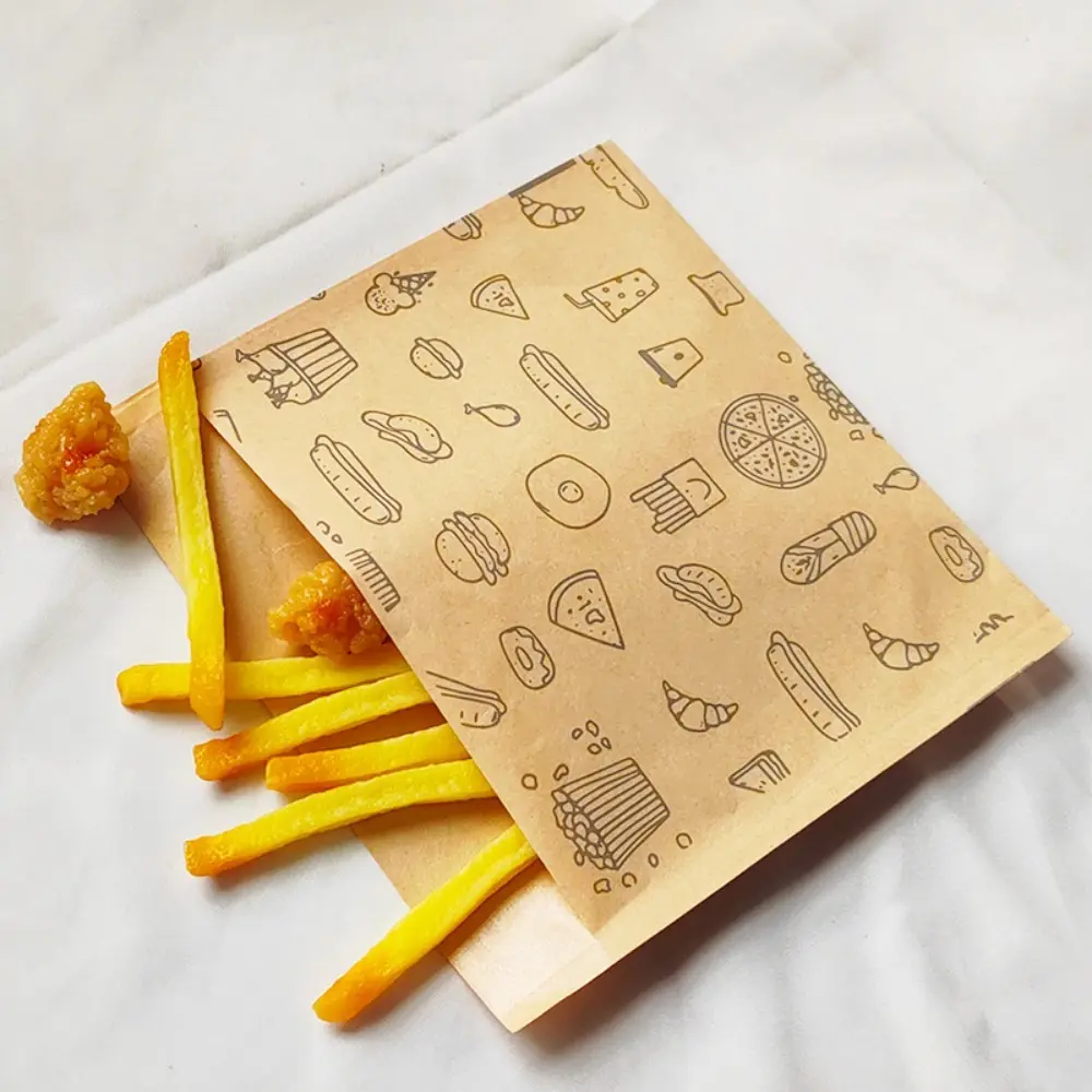 50pcs Disposable Greaseproof Paper Sandwich Bags Water-proof Anti-stick Food Packaging Bag Oil-proof Printing