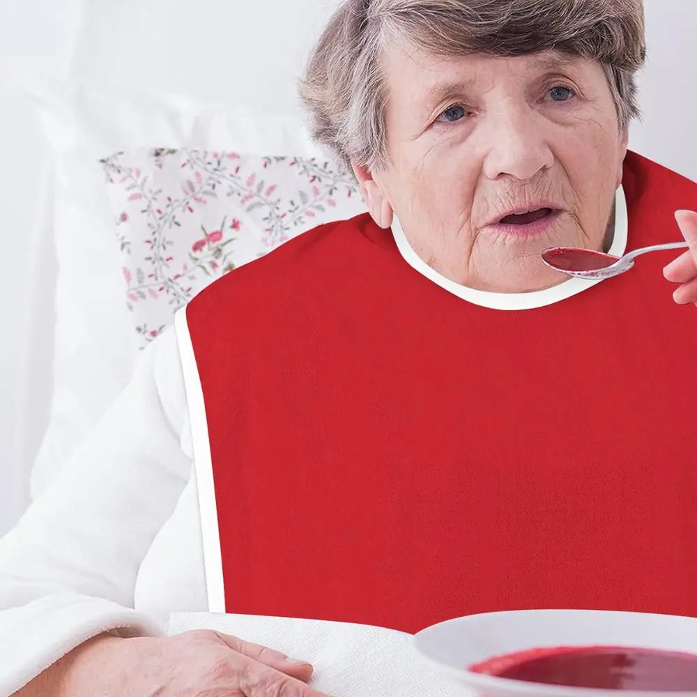Adjustable Adult Bibs Stain Resistant Anti-oil Elderly Bib Soft Thicked Rice Pocket Bib Elderly Men And Women