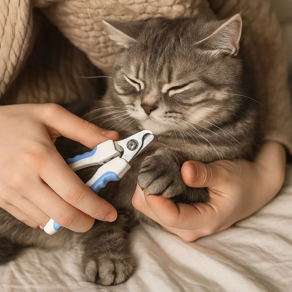 Stainless Steel Cat Nail Clippers Non-slip Handle Labor-Saving Cat Grooming Clippers with Safety Buckle