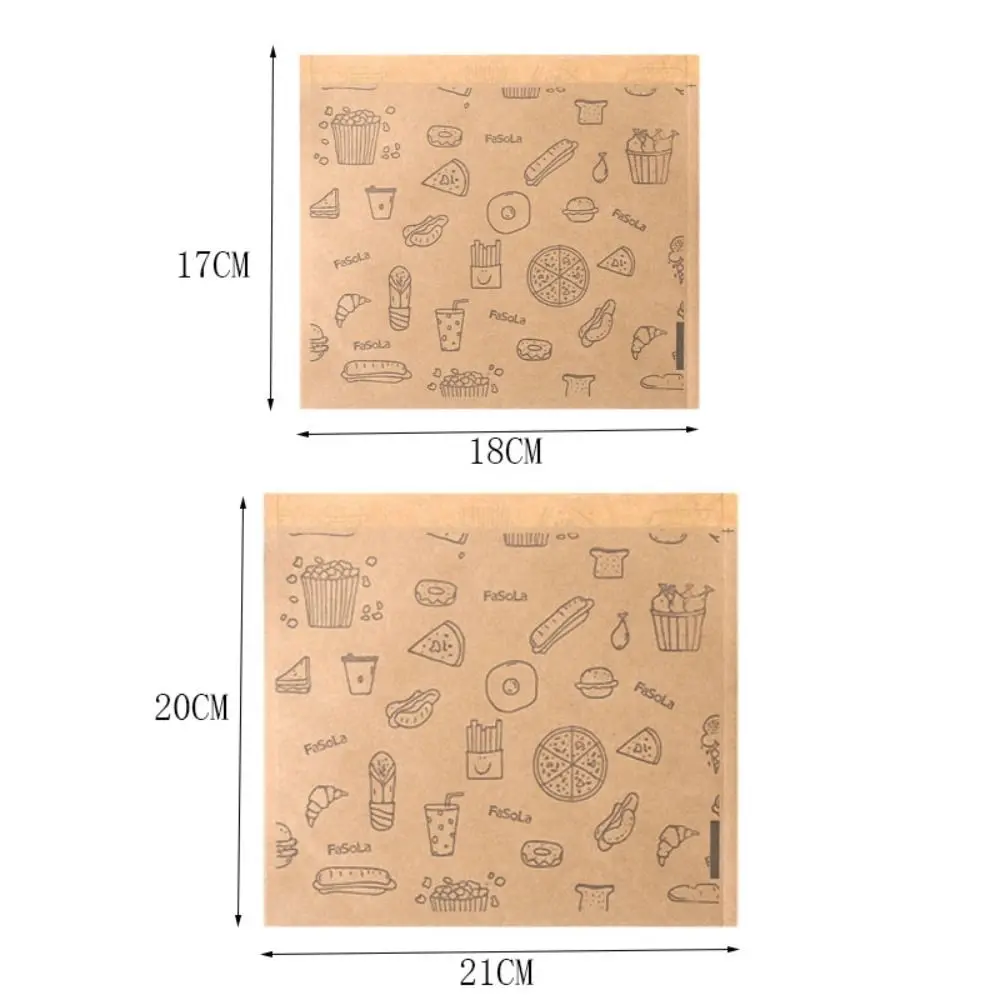 50pcs Disposable Greaseproof Paper Sandwich Bags Water-proof Anti-stick Food Packaging Bag Oil-proof Printing