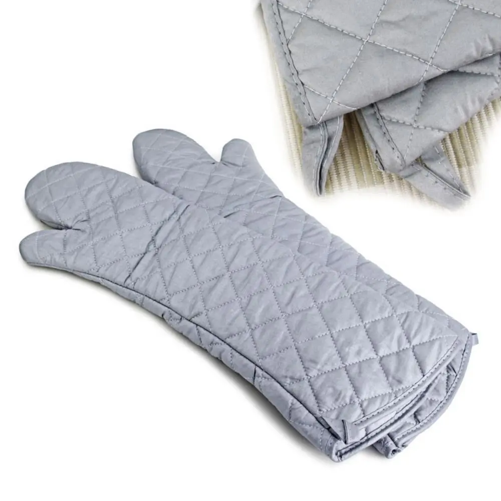Heat Resistant Long Cotton Oven Mitts Anti-scald Insulated Extra Long Baking Gloves Thickened Cotton Lining