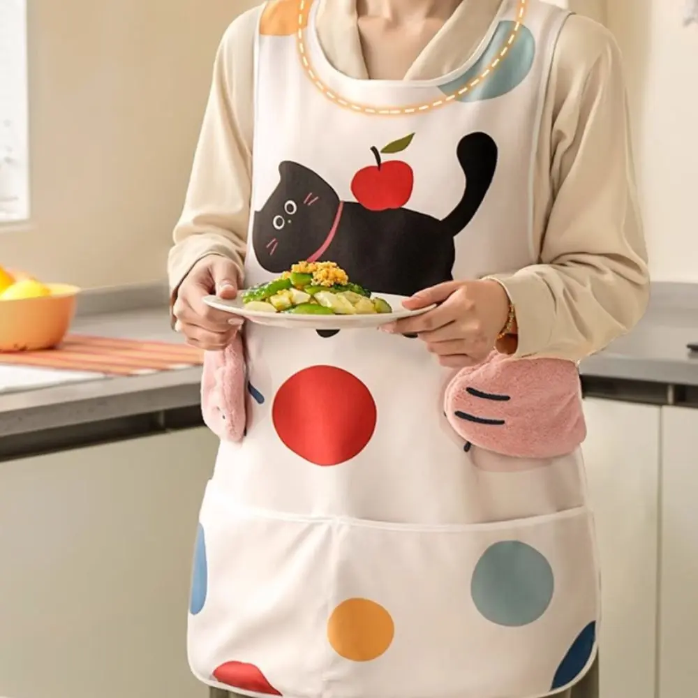 Cartoon Waterproof Apron Professional Polyester Oil Proof Apron with Pocket with Hand Towel Cooking Vest Apron Restaurant