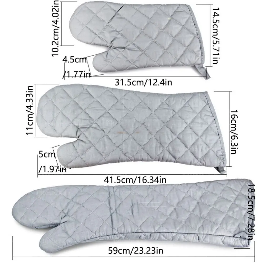 Heat Resistant Long Cotton Oven Mitts Anti-scald Insulated Extra Long Baking Gloves Thickened Cotton Lining