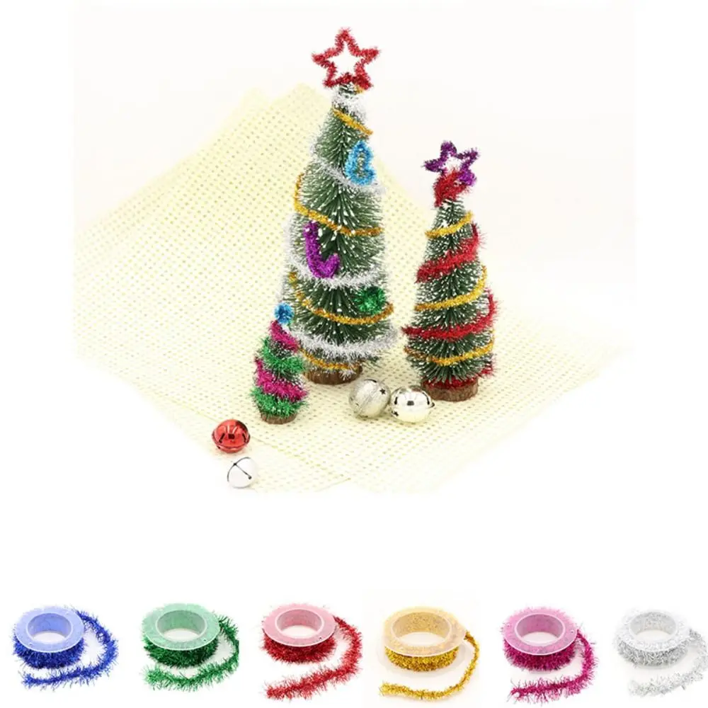 Christmas Tree Ornament 1.5M Tinsel Hanging Rattan Multicolor Flashing Colorful Ribbon Shapeable Gold Silver Wire Wedding