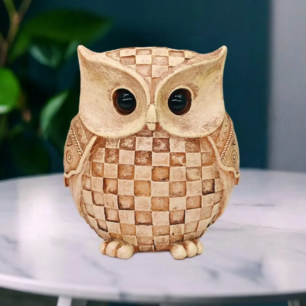 Vintage Mini Owls Figurines Cute Resin Crafts Lucky Owls Statue Realistic Waterproof Owls Desktop Ornaments