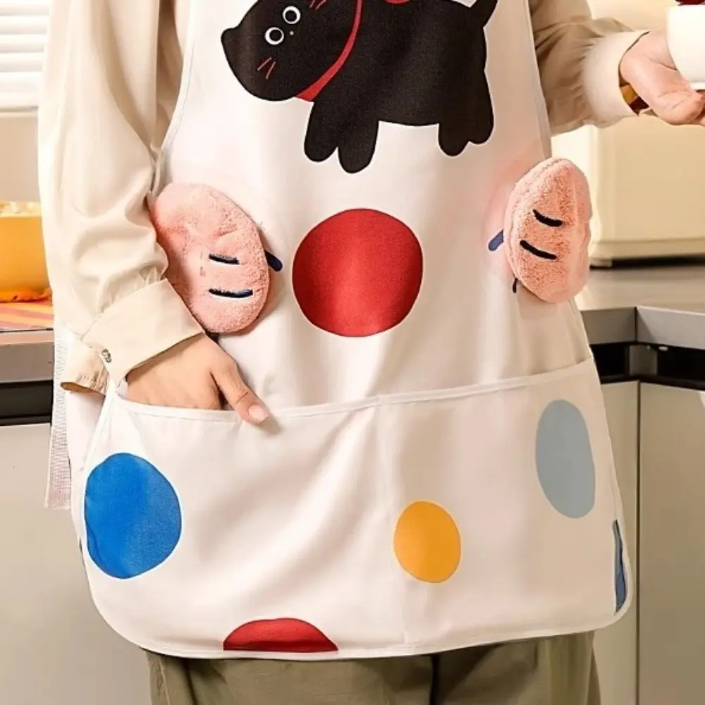 Cartoon Waterproof Apron Professional Polyester Oil Proof Apron with Pocket with Hand Towel Cooking Vest Apron Restaurant