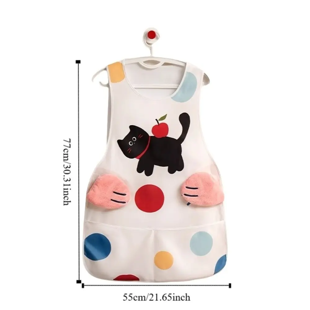 Cartoon Waterproof Apron Professional Polyester Oil Proof Apron with Pocket with Hand Towel Cooking Vest Apron Restaurant