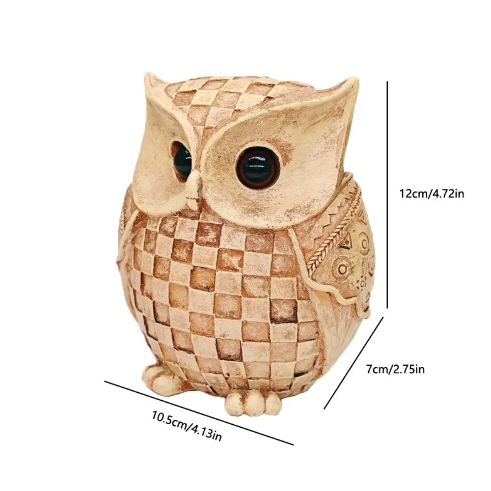 Vintage Mini Owls Figurines Cute Resin Crafts Lucky Owls Statue Realistic Waterproof Owls Desktop Ornaments