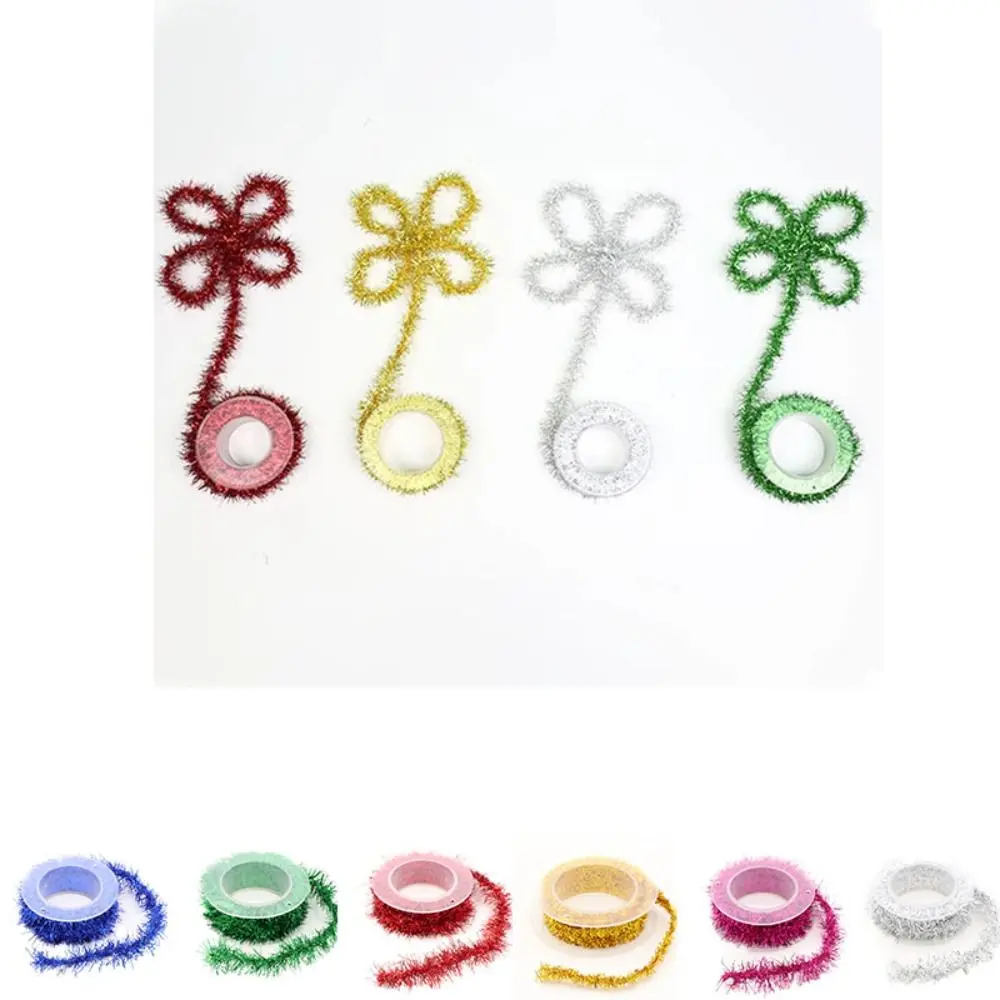 Christmas Tree Ornament 1.5M Tinsel Hanging Rattan Multicolor Flashing Colorful Ribbon Shapeable Gold Silver Wire Wedding