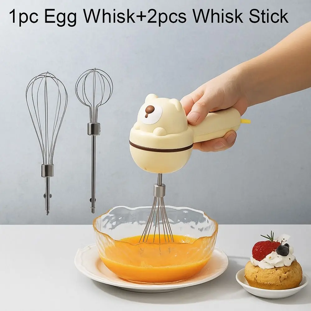 Household Handheld Bear Electric Eggs Beater Labor-saving Rechargeable Egg Whisks Cordless Egg Mixer Cake