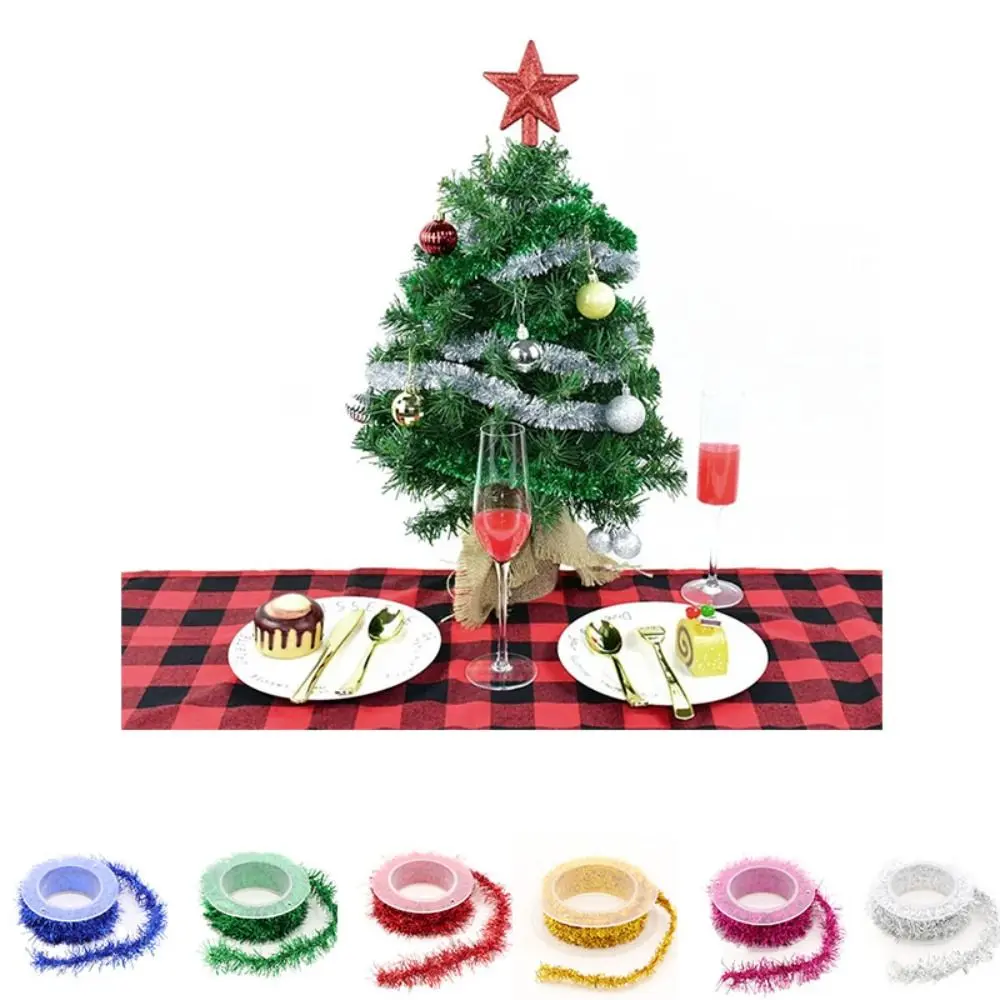 Christmas Tree Ornament 1.5M Tinsel Hanging Rattan Multicolor Flashing Colorful Ribbon Shapeable Gold Silver Wire Wedding