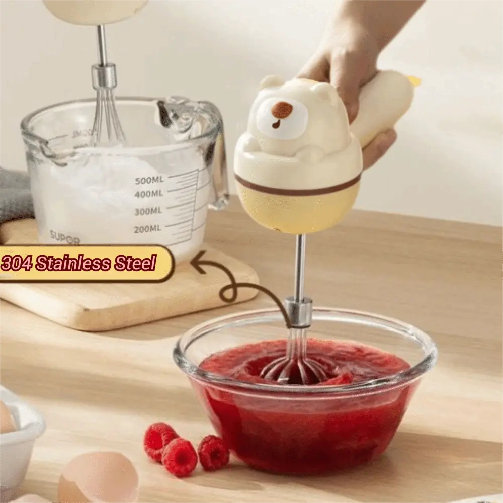 Household Handheld Bear Electric Eggs Beater Labor-saving Rechargeable Egg Whisks Cordless Egg Mixer Cake