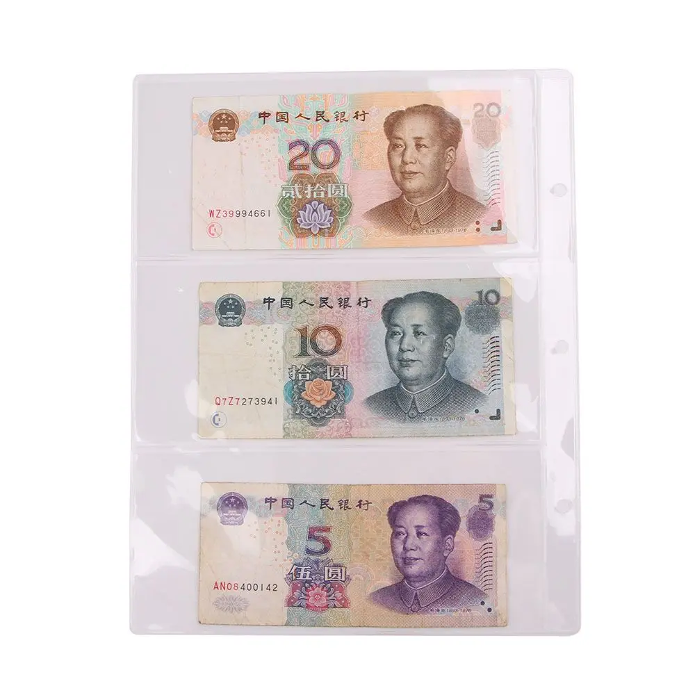 Money Storage Album Accessory Collection Supplies 3 holes leaflet  Paper Money Album Currency Banknote Collecting Album leaflet