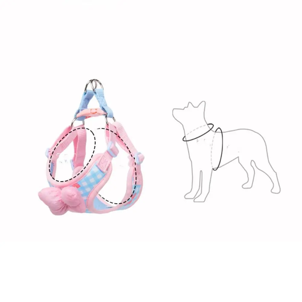 Adjustable Dog Bow Harness Splicing Comfortable Dog Chest Strap Breathable Candy Color Pet Traction Rope Pet Walking Training