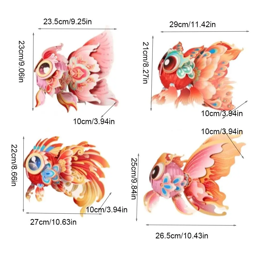 3D Middle Autumn Festival Lantern Fish Paper Mid Autumn Lotus Lantern Hand Made Chinese Style DIY Lantern Material Kit Gift