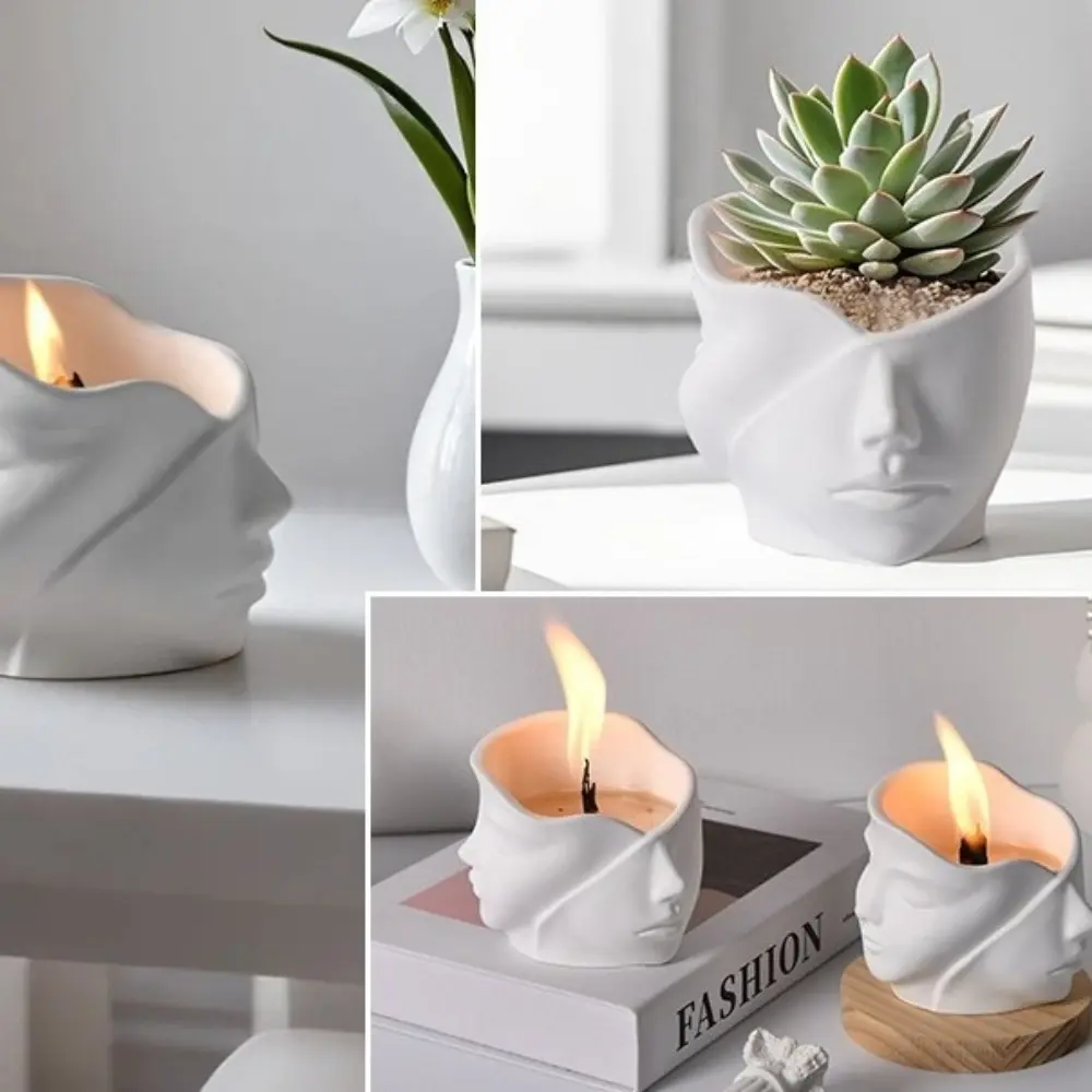 Home Decor Non-stick Face Planter Mold Heat Resistant Handmade Flower Pot Mold DIY Flexible Silicone Candy Mold Wedding Decor
