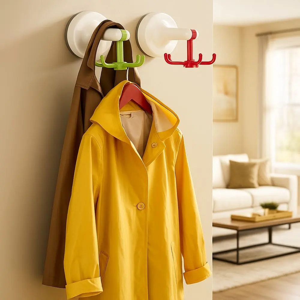 360° Rotating Kitchen Suction Cup Hook Space Saving Punch-free 6-Claw Suction Cup Dopamine Sturdy Rotating Hook Desktop Storage