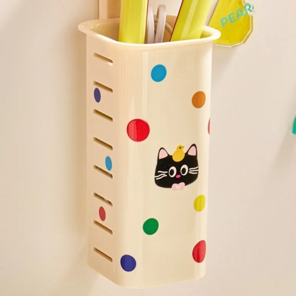 Cartoon Curling Iron Storage Rack Hollow Out No Punching Wall Mounted Storage Shelf Plastic Space Saving Suction Cup Storage Box