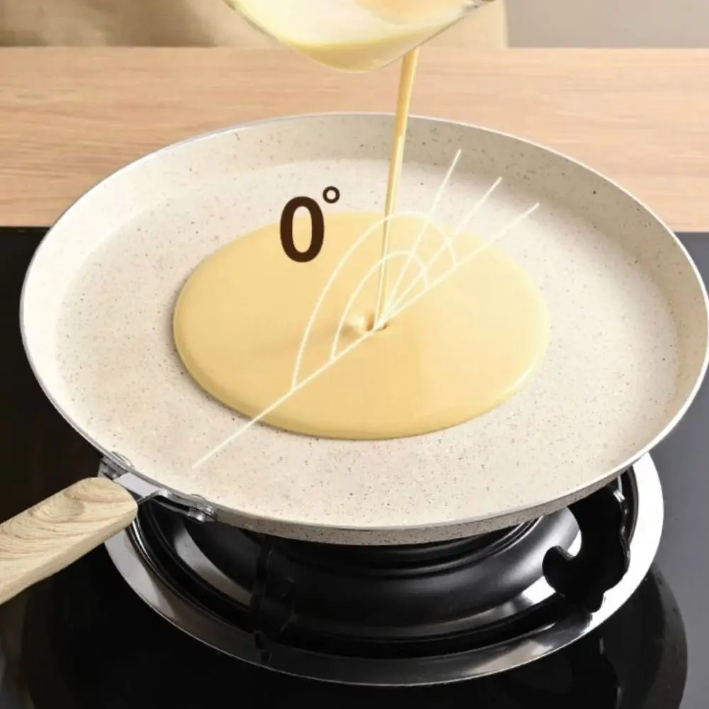 Steak Pan Non-Stick Crepe Pancake Pan Wooden Handle 6/8/10 Inch Frying Pan Aluminum Beige Omelet Pan Egg