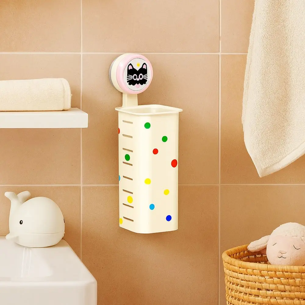 Cartoon Curling Iron Storage Rack Hollow Out No Punching Wall Mounted Storage Shelf Plastic Space Saving Suction Cup Storage Box
