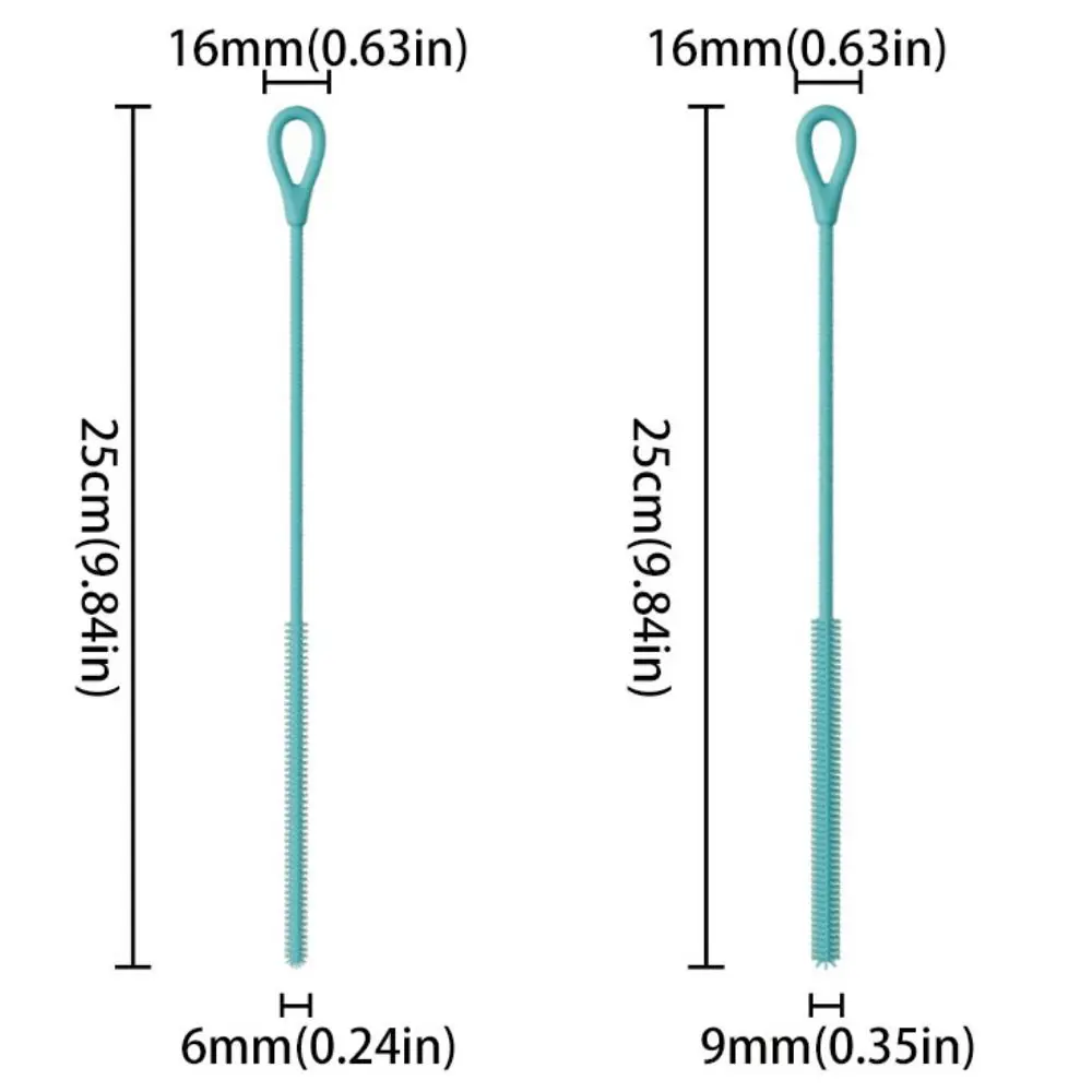 2pcs 6/8mm Silicone Straw Brushes Soft Extra Long Pipe Tube Cleaning Brush Heat Resistant Reusable Pacifier Brush