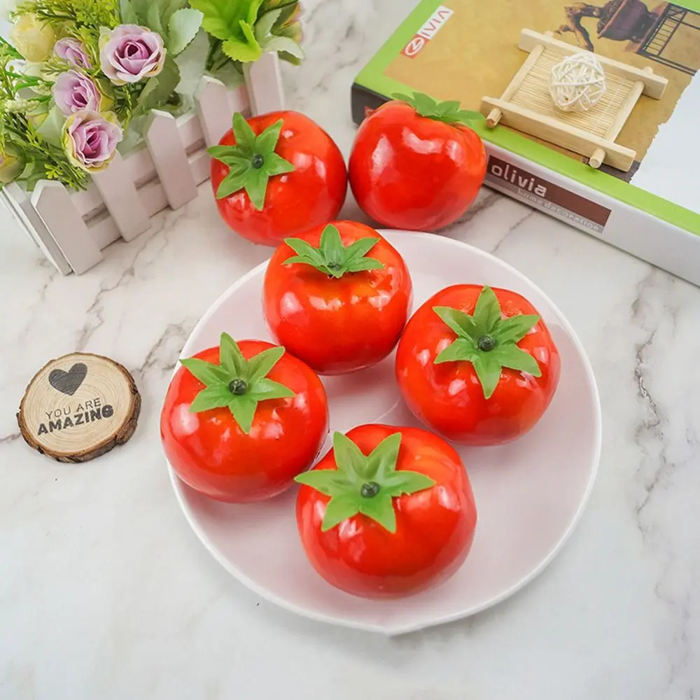 Fruit Model Mini Artificial Foam Tomato Ornament Cute Lifelike Simulation Tomato Handicrafts Fake Vegetables Home Kitchen Decor