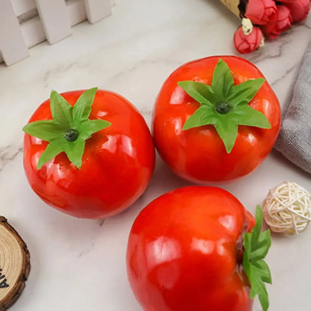Fruit Model Mini Artificial Foam Tomato Ornament Cute Lifelike Simulation Tomato Handicrafts Fake Vegetables Home Kitchen Decor
