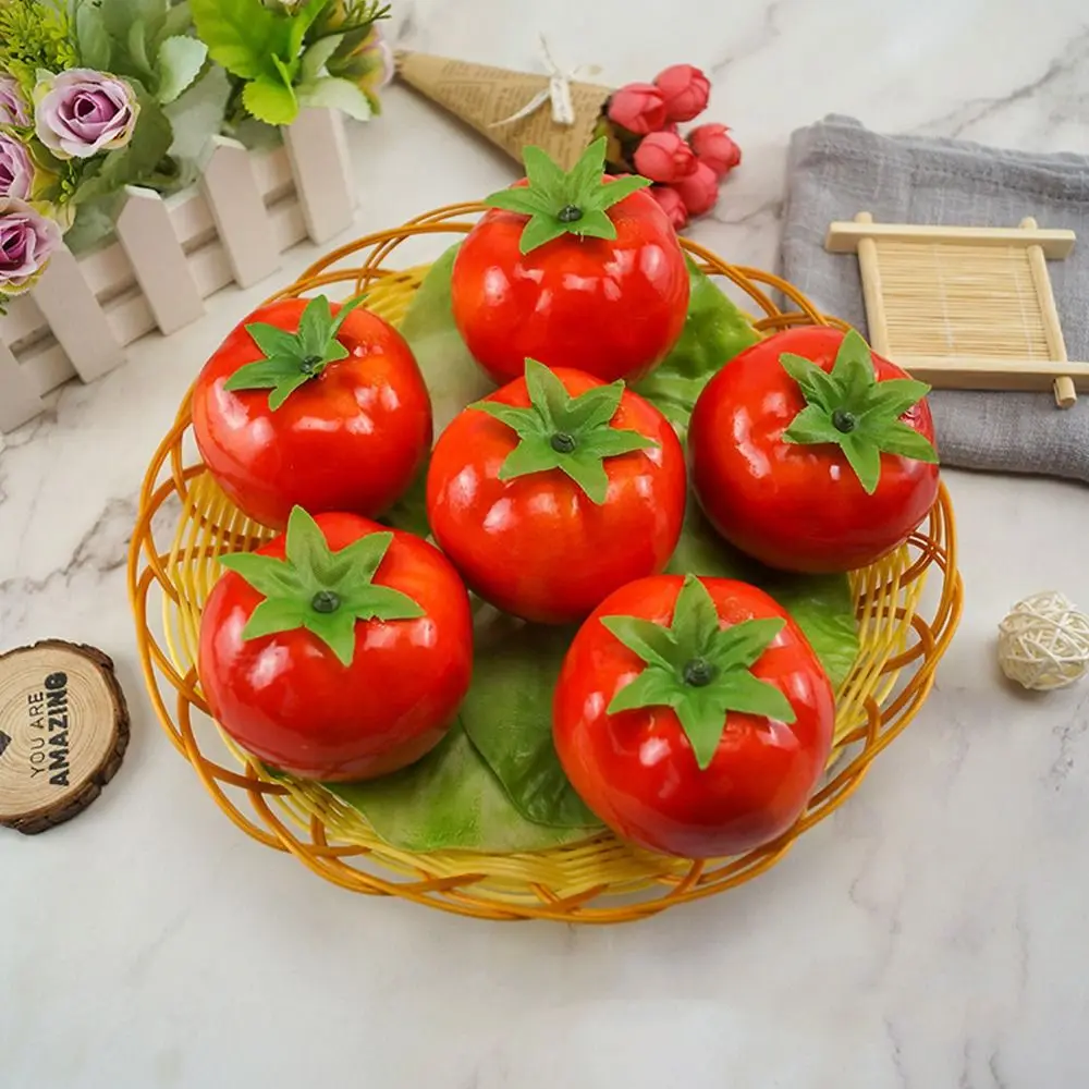 Fruit Model Mini Artificial Foam Tomato Ornament Cute Lifelike Simulation Tomato Handicrafts Fake Vegetables Home Kitchen Decor