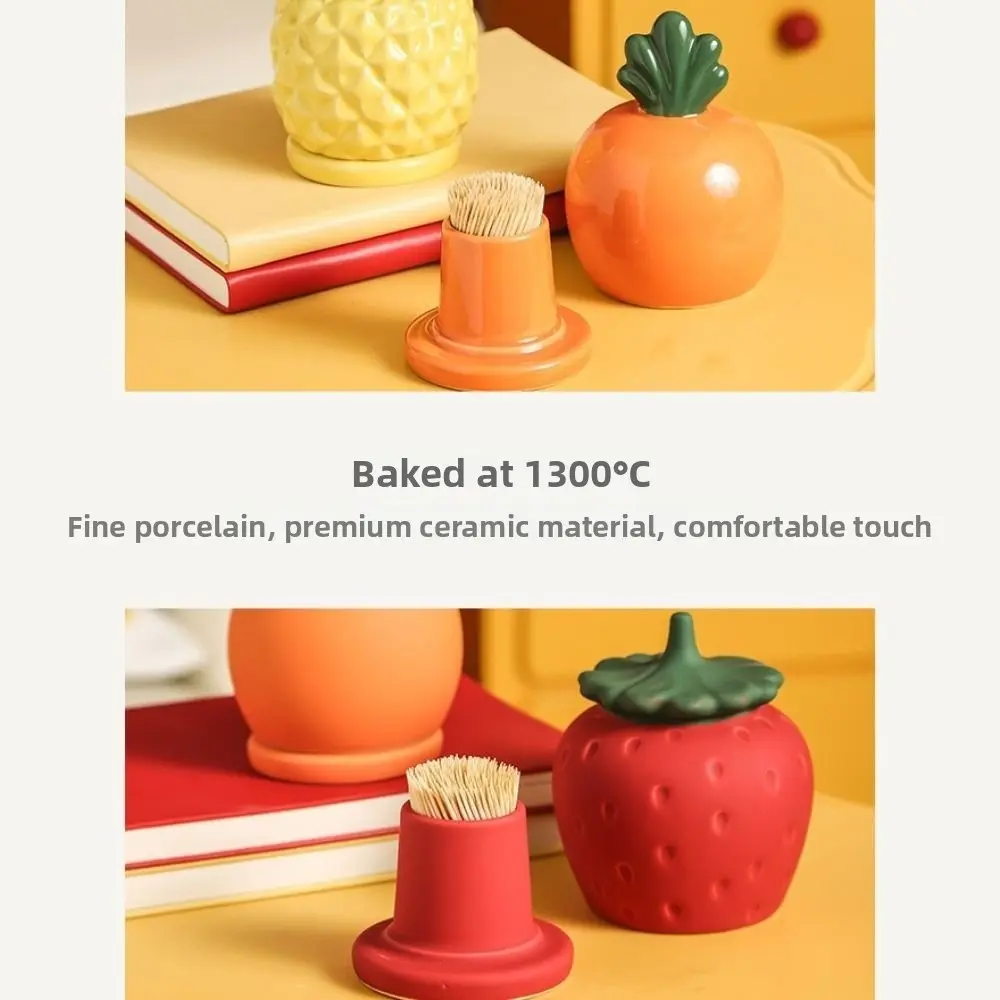 Ceramics Fruit Theme Toothpick Box Dust-proof Decorative Dental Floss Storage Box Pineapple Shape Toothpick Dispenser