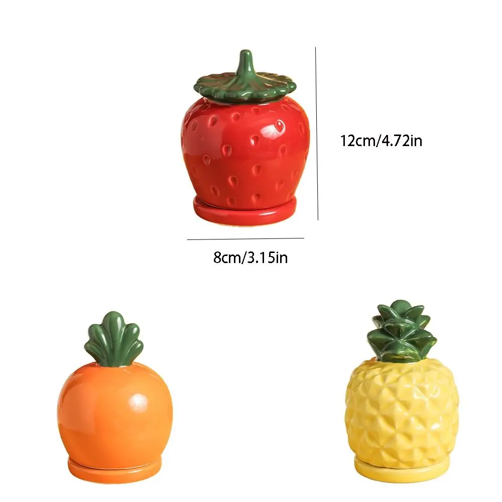 Ceramics Fruit Theme Toothpick Box Dust-proof Decorative Dental Floss Storage Box Pineapple Shape Toothpick Dispenser