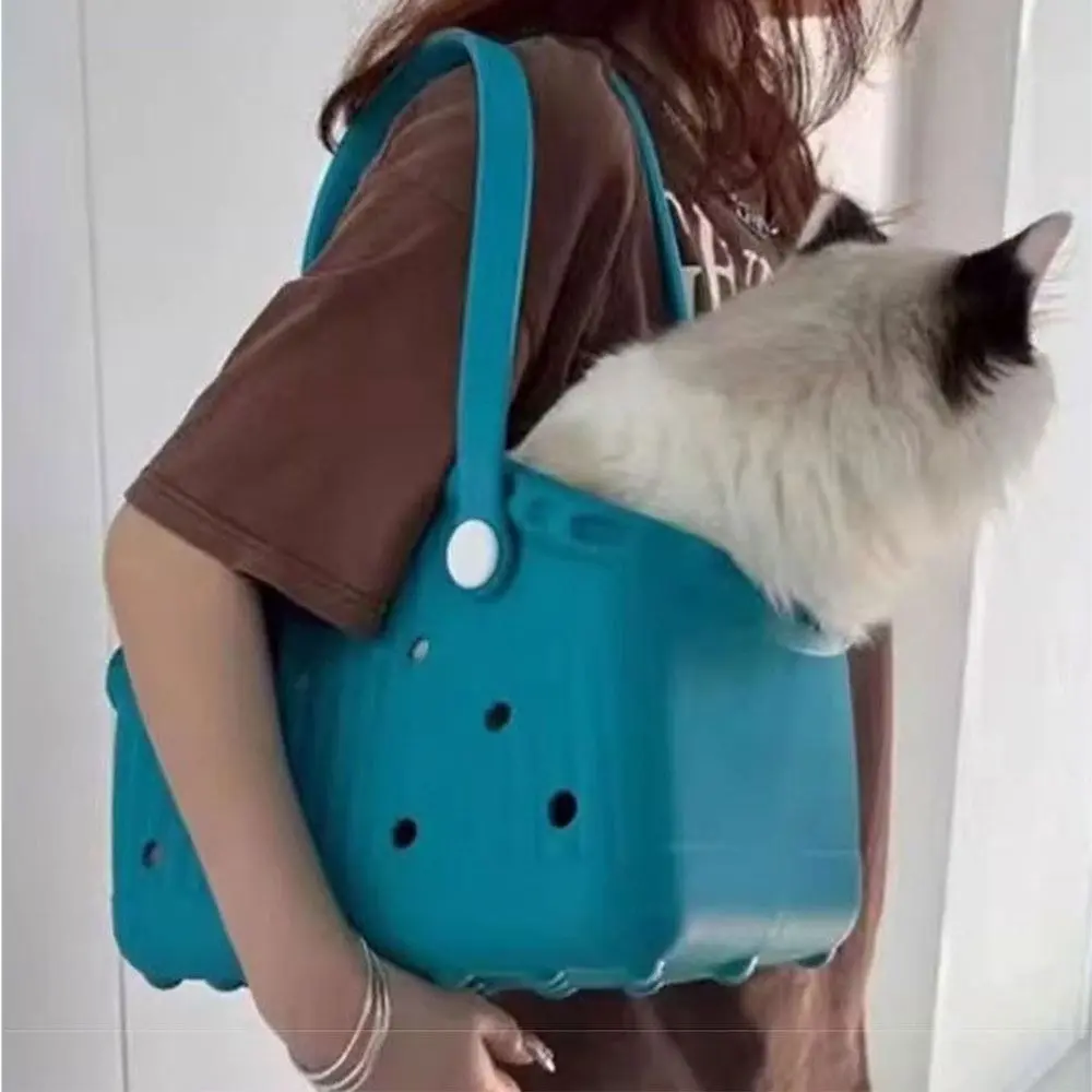 Breathable EVA Dog Carrier Bag Handheld Large Capacity DIY Beach Handbag with Hole Waterproof Portable Cat Tote Bag Shopper
