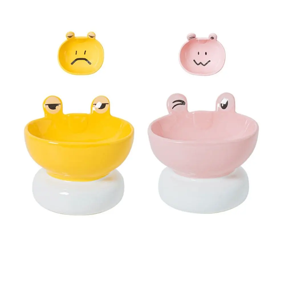 Food Dispenser Ceramic Cat Bowl Cute Anti Tipping Dog Food Feeding Basin Creative Non-slip Pet Drinking Feeder Neck Protection