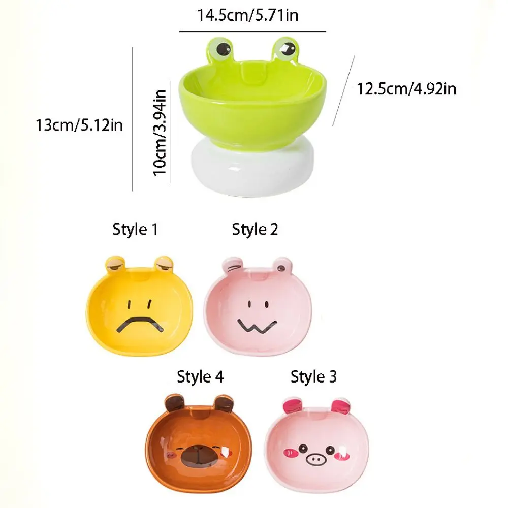 Food Dispenser Ceramic Cat Bowl Cute Anti Tipping Dog Food Feeding Basin Creative Non-slip Pet Drinking Feeder Neck Protection