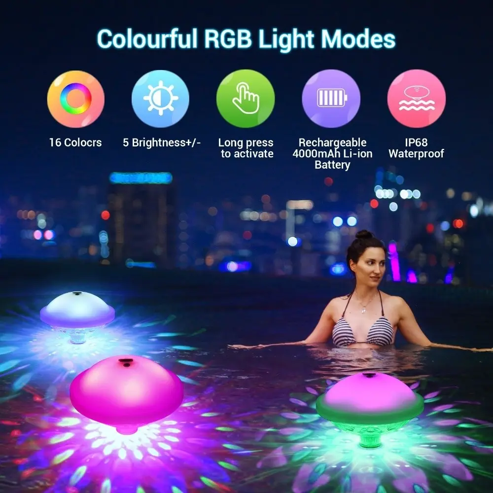 Fountain Light Multi Color Led Floating Lights 7 Color Changing Swimming Pool Lamp Waterproof Water Drift Lamp Wedding Party