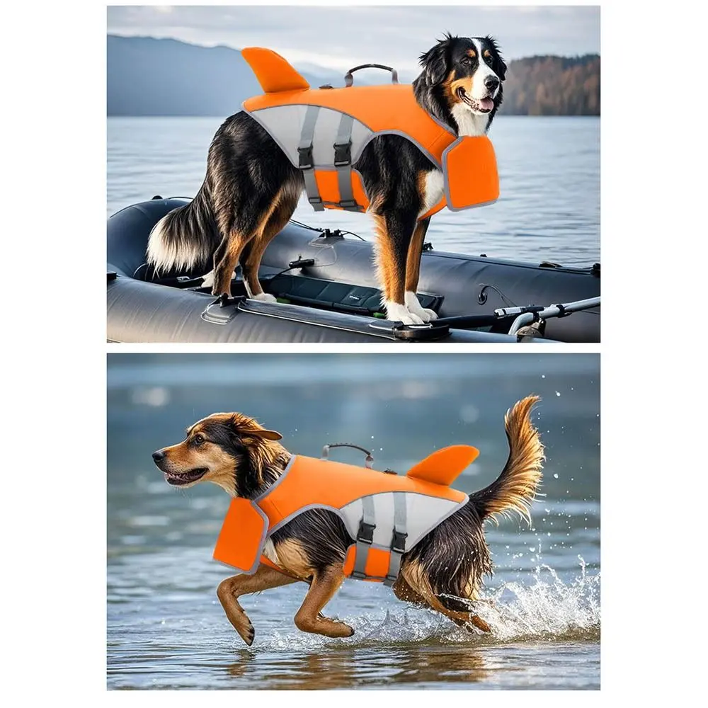 Safety Dog Life Jacket Quick-release Buckle Adjustable Strap Pet Flotation Vest Water Protection High Buoyancy Dog Swimming Vest