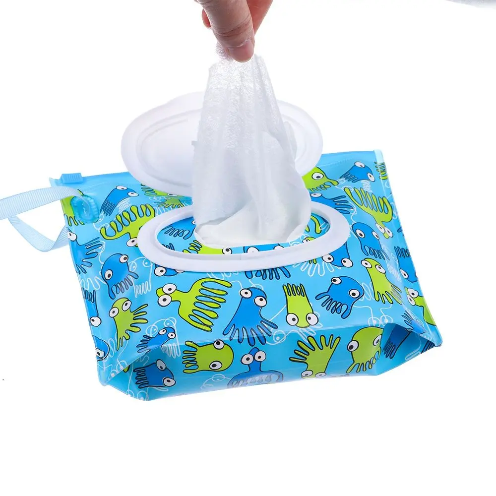 Cartoon Lightweight Reusable Portable Refillable Travel Wet Wipes Bag Wet Wipes Box Wipes Container Wipes Case