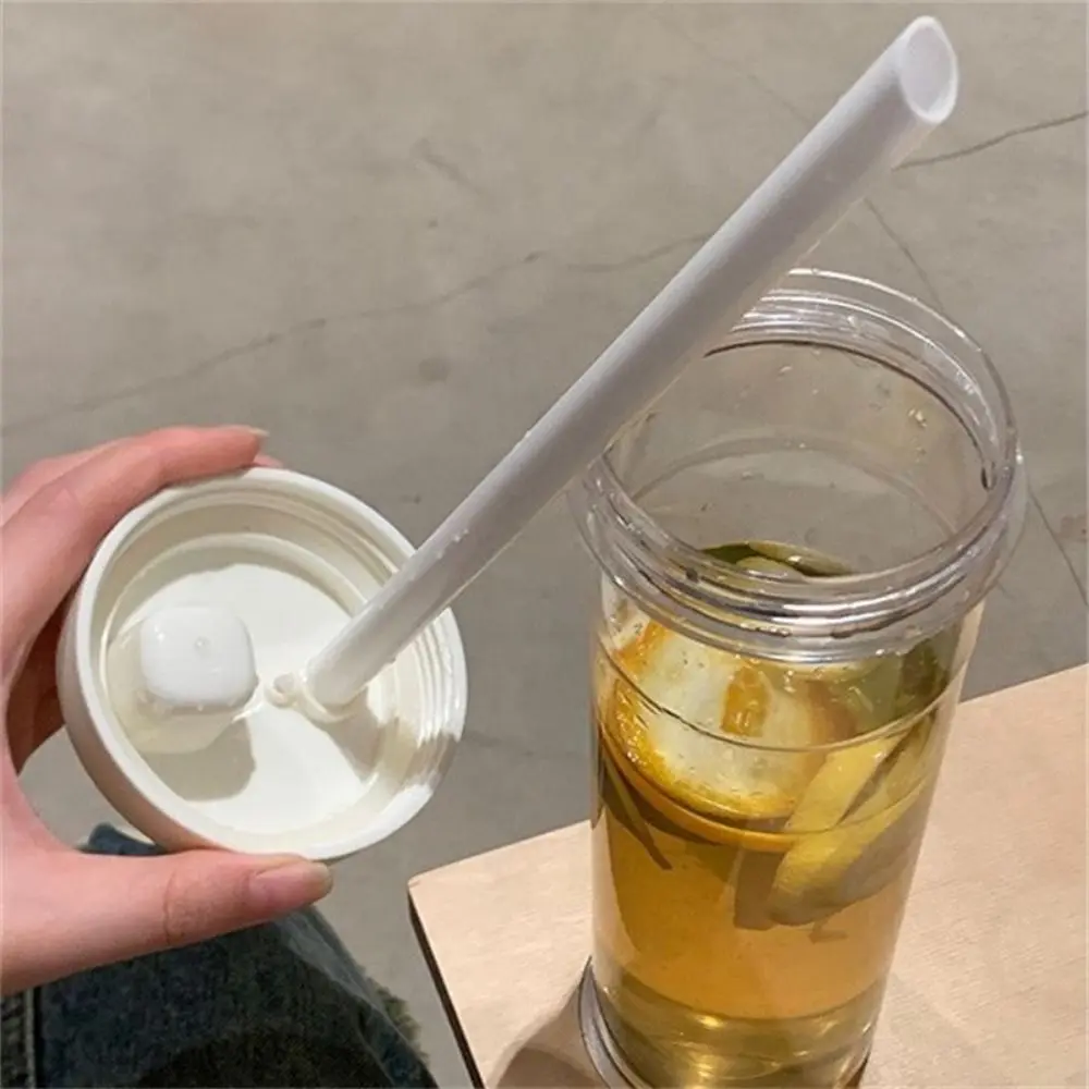 500/850ml Milk Plastic Cup with Lid Straw Leakproof Water Straw Bottles Fall Prevention Portable Large Capacity Water Bottle