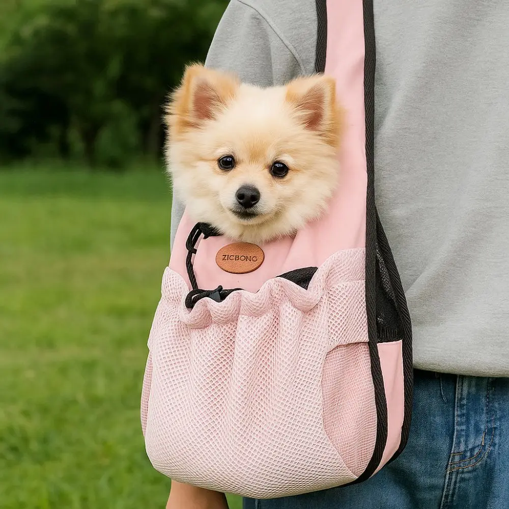 Portable Breathable Pet Chest Shoulder Bag Adjustable Double Shoulder Dog Walking Bag Foldable Pet Travel Bag Travel
