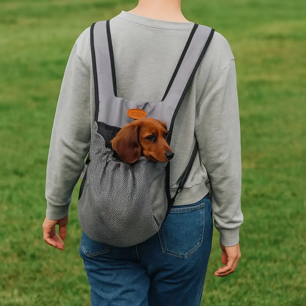 Portable Breathable Pet Chest Shoulder Bag Adjustable Double Shoulder Dog Walking Bag Foldable Pet Travel Bag Travel