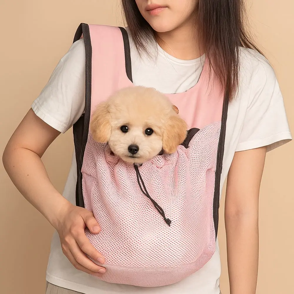 Portable Breathable Pet Chest Shoulder Bag Adjustable Double Shoulder Dog Walking Bag Foldable Pet Travel Bag Travel
