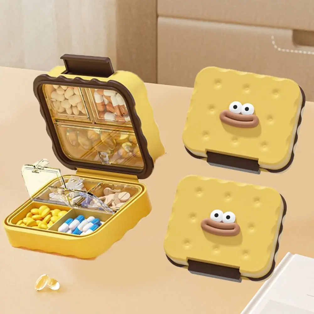 Portable Plastic Biscuit Vitamin Organizer Sealed Large Capacity 7 Grids Pill Box Waterproof Damp-proof Mini Pill Case for Home