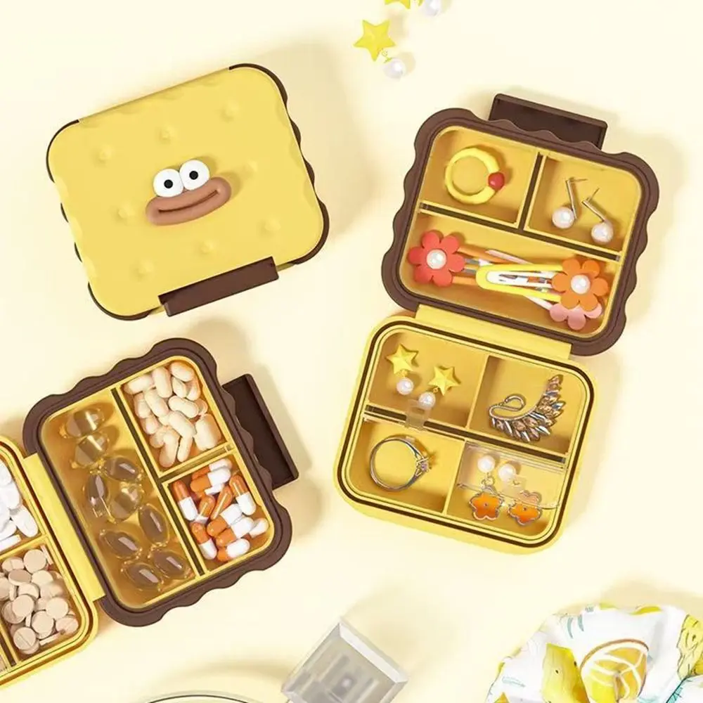 Portable Plastic Biscuit Vitamin Organizer Sealed Large Capacity 7 Grids Pill Box Waterproof Damp-proof Mini Pill Case for Home